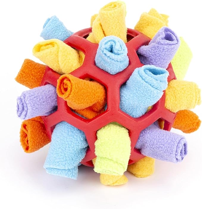Dog Snuffle Ball Foraging Snuffle Mat Dog Puppy Treat Dispenser Slow Feeder Interactive Dog Toys Dog Puzzle Toys (Red)