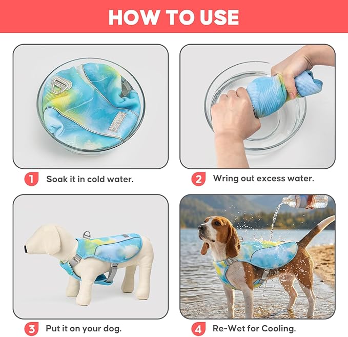 KYEESE Dog Cooling Vest, Breathable Mesh Dog Cooling Shirt for Large Dogs with D-Ring, Sun Protection Reflective Dogs Cooler Jacket with Adjustable Buckle for Summer Hiking Walking, Blue, 2XL