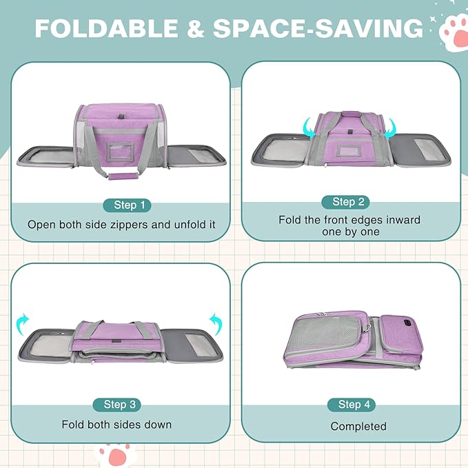 Soft Cat Carrier for Pets Up to 20 Lbs, Collapsible Cat Carrier Bag with Privacy Curtains, Airline Approved Small Pet Carrier for Small Medium Cats Dogs Puppy, Washable Soft Pet Travel Bag Dog Carrier