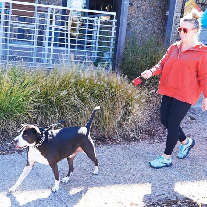 Nite Ize RadDog Retractable Pocket Leash - Durable & Comfortable - Compact Retractable Leash for Dog Walking - Portable & Sturdy for Everyday Use - Red, Large