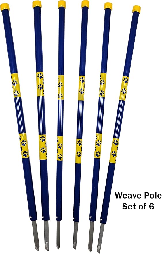 ActiveDogs Agility In-ground Weave Poles - Outdoor Dog Obstacle Agility Training Exercise Equipment Kit (Set of 6 - Poles Only)