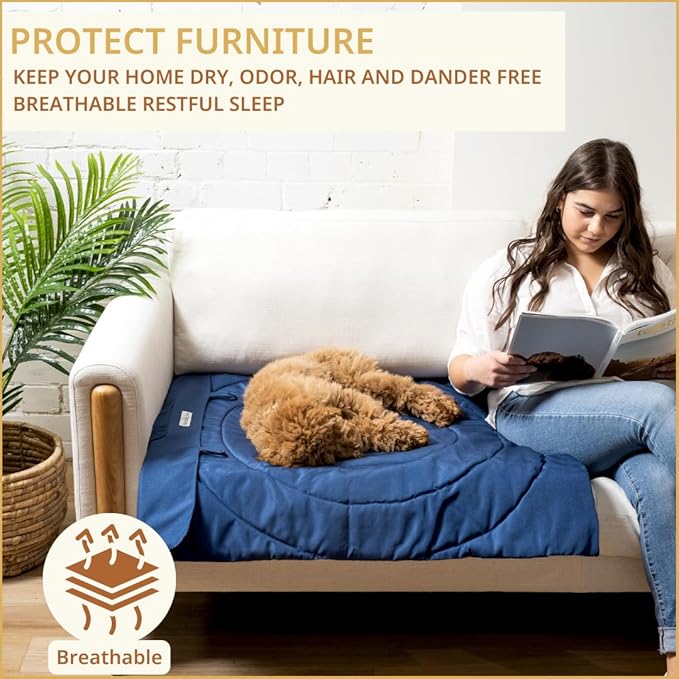Dog Travel Mat - Portable Waterproof Foldable Dog Bed for Home, Car, Crate & Outdoor - Washable Roll Up Pet Mat for Medium & Large Dogs (39"x30") - Includes Carry Bag