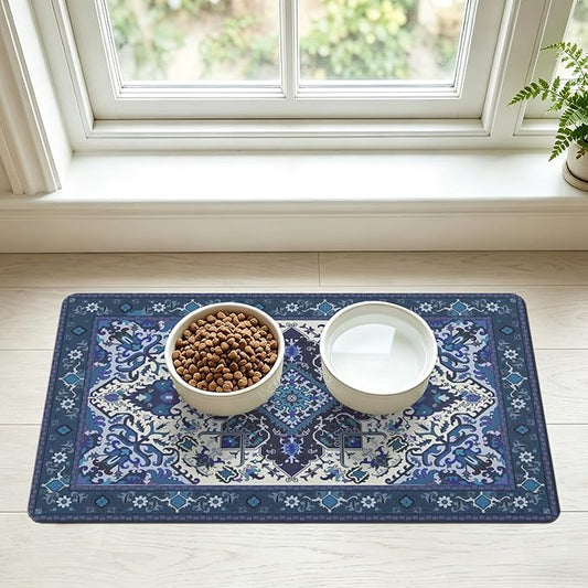 Pet Feeding Mat for Floors Waterproof Dog Mat for Food and Water Absorbent Quick Dry Non Slip mat for Cat Bowls