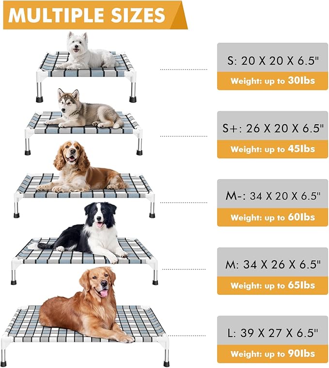 Caghash Elevated Outdoor Raised Dog Bed Outdoor Dogs Bed Lifted Pet Bed Dog Cot for Pet Taste Life, Start with A Pet Bed 20'' x 20'' x 6.5''
