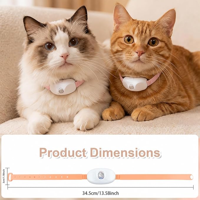Walfront Cat Toys, Interactive Pink Adjustable Collar Toy, Fit 9.1–13.4 in, Indoor Play for Kittens & Adult Cats, Fun Exercise & Boredom Relief