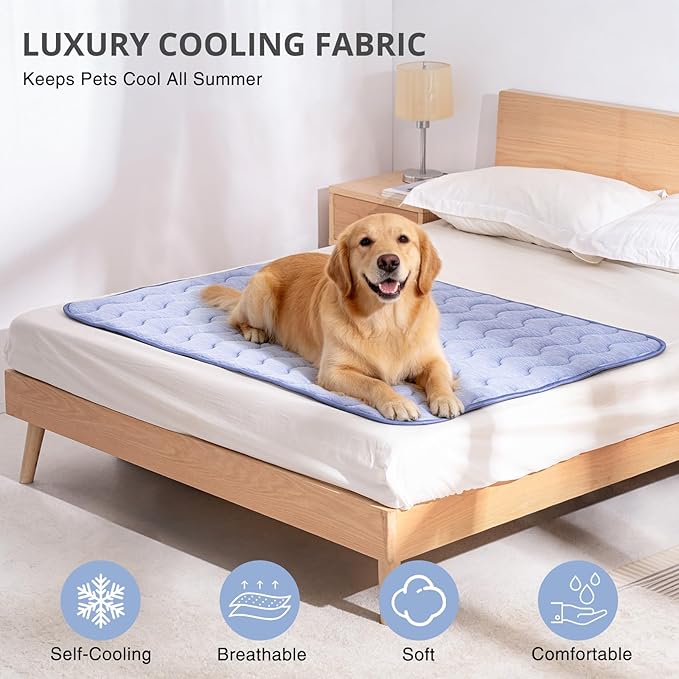 Cooling Mat for Extra Large Dogs, 55"x 39" Thick & Durable Dog Cooling Mat, Q-MAX>0.45, Double-Sided Cooling Pet Pad, Washable Portable Dog Cooling Mat for Couch, Crate & Car - XL