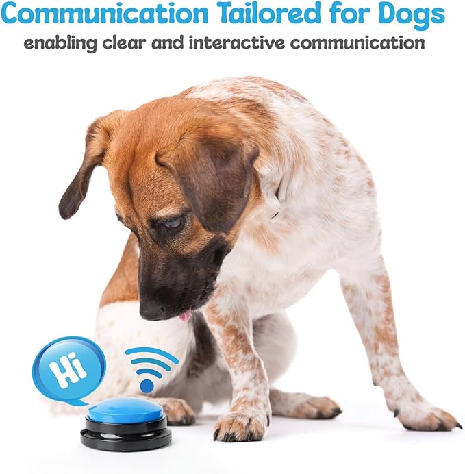 A-URA Dog Talking Buttons for Communication – 4 Recordable Dog Buttons with Anti-Slip Mat, Word Stickers, Training Guide & Video | Dog Communication Buttons for Potty Training, Daily Needs & Behavior