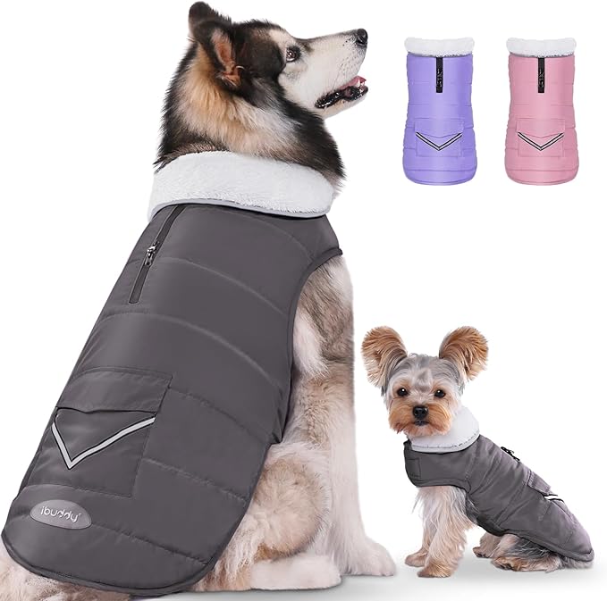 Dog Winter Jacket for Extra Large Dogs, Easy on 3XL Dog Snow Coat Velcro Waterproof Pet Puffer Clothes with Harness Hole Adjustable Reflective Quilted Pet Cold Weather Vest for Boy Male