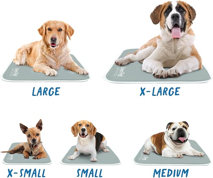 The Green Pet Shop Cool Pet Pad - Extra Small, Sage Grey - Self-Cooling, Pressure Activated Mat for Dogs & Cats from 0-8 lbs - Non-Toxic Gel, No Water Needed