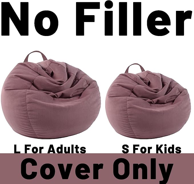 LPMOERA Stuffed Animal Storage Bean Bag Chair Cover (No Filler) For Kids and Adults.Pets Dogs/Cats Lazy Beds.Soft Premium Corduroy Stuffable Bean Bag For Organizing Children Plush Toys or Memory Foam