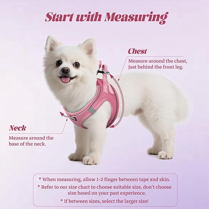 YIMEIS Dog Harness and Leash Set, No Pull Soft Mesh Pet Harness, Reflective Adjustable Puppy Vest for Small Medium Large Dogs, Cats (Pink-Update, Medium (Pack of 1)