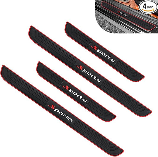 4PCS Car Door Sill Protector, Anti-Scratch Door Edge Guards Protector, Rubber Car Door Sills Scratch Protection, Universal Auto Threshold Pedal Edge Protector Strip (Sport, Width 1.69")