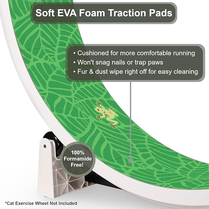 One Fast Cat - Replacement Traction Pads for One Fast Cat Exercise Wheels Gen 6 & 7 (Set of 8 Pads) - Durable, Self-Adhesive & Nontoxic - Tropical Frogs Foam