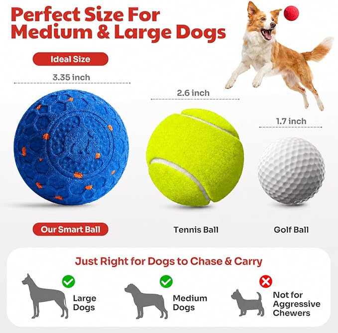 Interactive Dog Ball for Medium & Large Dogs, Automatic Moving Dog Toy with Motion Activation, USB Rechargeable Self Rolling Ball for Boredom Relief, Indoor Exercise & Independent Play