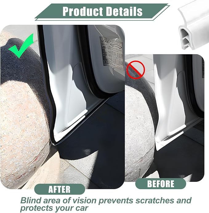 Osilly Car Door Protector Edge Guards, 33Ft Anti Collision U Shaped Automobile Door Seal Protector, No Glue Vehicle Exterior Edge Trim Protective Strip Accessories, Universal Fit (White)