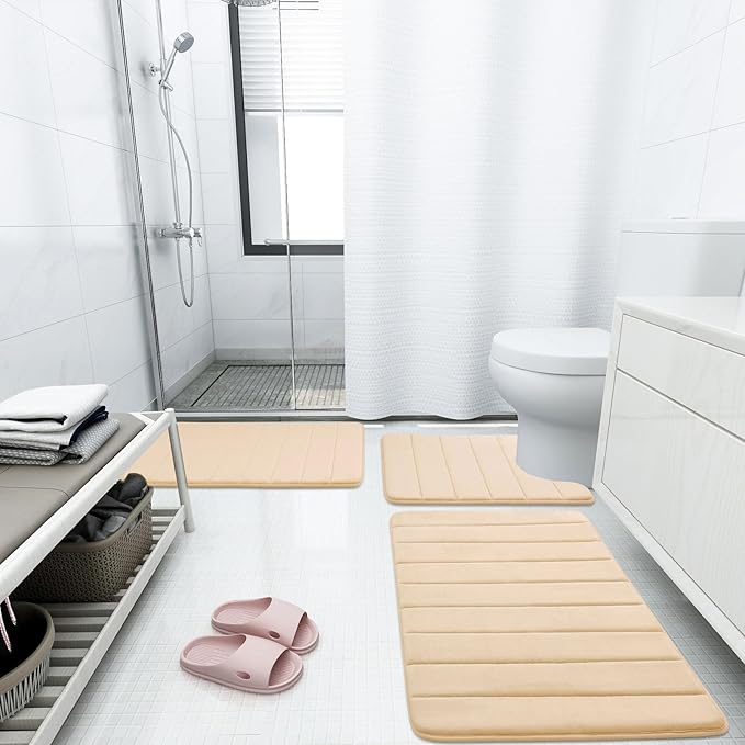 Buganda Memory Foam Bath Mat, 47" x 24", Ultra Soft and Non-Slip Bathroom Rugs, Water Absorbent and Machine Washable Bath Rug Runner for Bathroom, Shower, and Tub, Gold