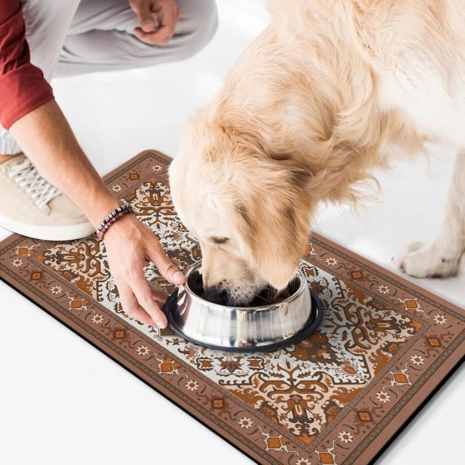 Pet Feeding Mat for Floors Waterproof Dog Mat for Food and Water Absorbent Quick Dry Non Slip mat for Cat Bowls