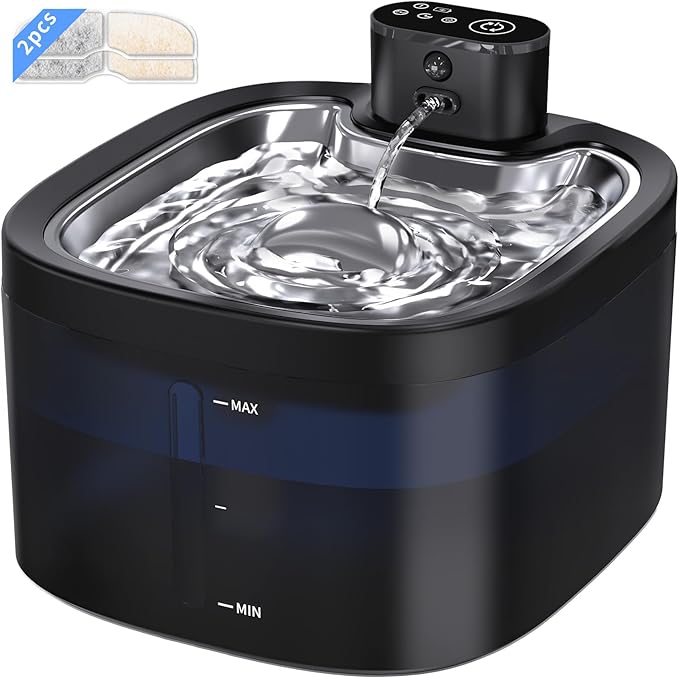 Cat Water Fountain Cordless: Battery Operated 118oz/3.5L Pet Water Fountain for Cats Indoor with Motion Sensor, Cat Drinking Fountains with Stainless Steel Tray, Ultra Quiet, Easy-to-Clean