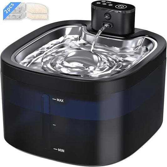 Cat Water Fountain Cordless: Battery Operated 118oz/3.5L Pet Water Fountain for Cats Indoor with Motion Sensor, Cat Drinking Fountains with Stainless Steel Tray, Ultra Quiet, Easy-to-Clean