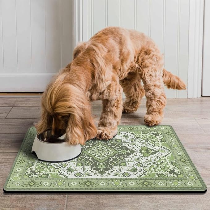 Pet Feeding Mat for Floors Waterproof Dog Mat for Food and Water Absorbent Quick Dry Non Slip mat for Cat Bowls