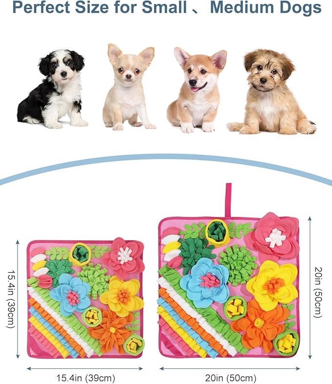 Snuffle Mat for Dogs, Pet Treats Feeding Mat, 20× 20 inch for Medium & Large, Felt Wool Dog Sniff Mats for Slow Feed, Rabbit Foraging Mats, Relieve Anxiety, with Anti-Slip Bottom