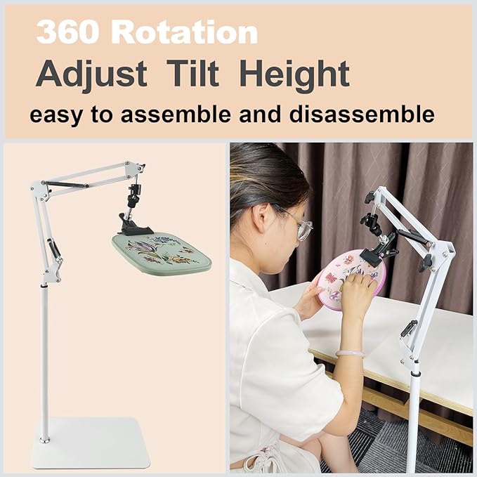 Embroidery Hoop Stand,Rotate Hand Embroidery Floor Stand Embroidery Hoop Holder Stand Can Move Freely Hand Embroidery Stand Floor Cross Stitch Hoop Stand Suitable for