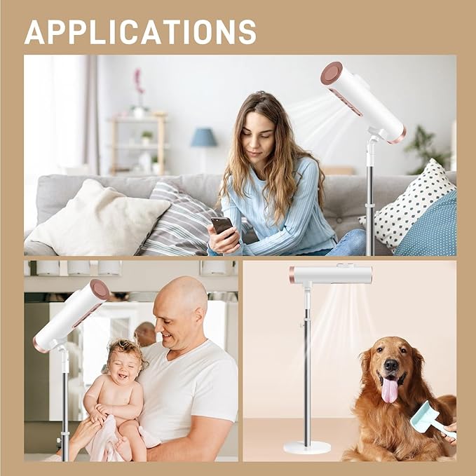 Lazy Hair Dryer Stand Hands Free, Freestanding Hair Dryer with Holder, Adjustable Height and Angle, Home Air Blower for Elderly, Disabled,Pet