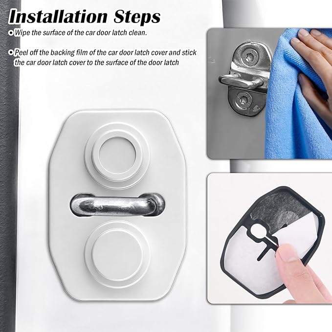 4PCS Universal Silicone Car Door Latch Covers,New Silicone Door Latch Protective Cover with 3 Layers of Shock Absorption for Protection & Noise Reduction,Soft Car Doors Strike Protector (White)