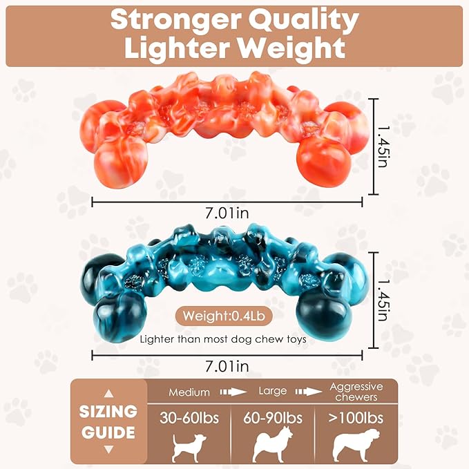 WOWBALA Dog Chew Toys for Aggressive Chewers - 2 Pack Dog Toys for Large Dogs, Tough Teeth Cleaning Chew Toy to Keep Them Busy for Medium & Large Dogs