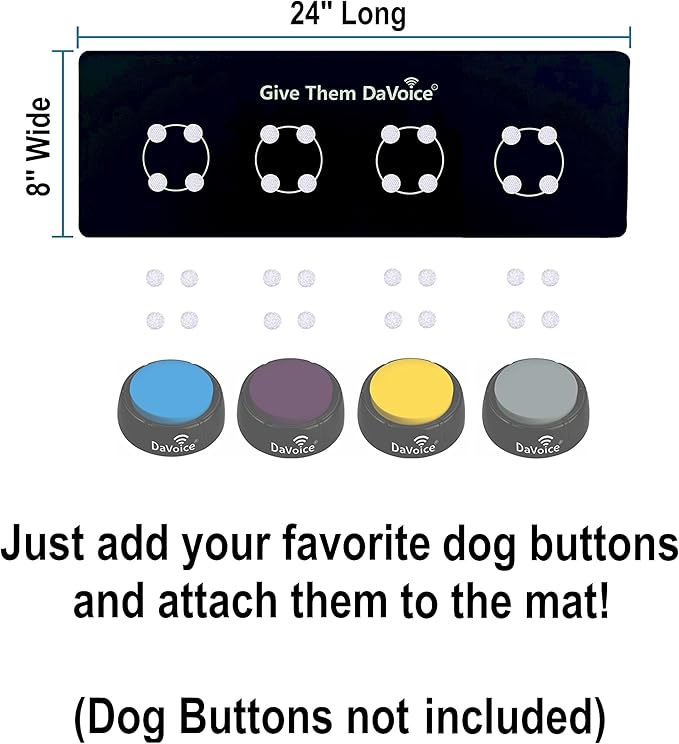 DaVoice Dog Communication Buttons Mat & 36 Adhesive Dots (8 Circles) Pet Talking Buttons Training Mat, Dog Word Buttons Training Mat, Dog Buttons for Communication Board (2 Mats, Buttons Not Included)