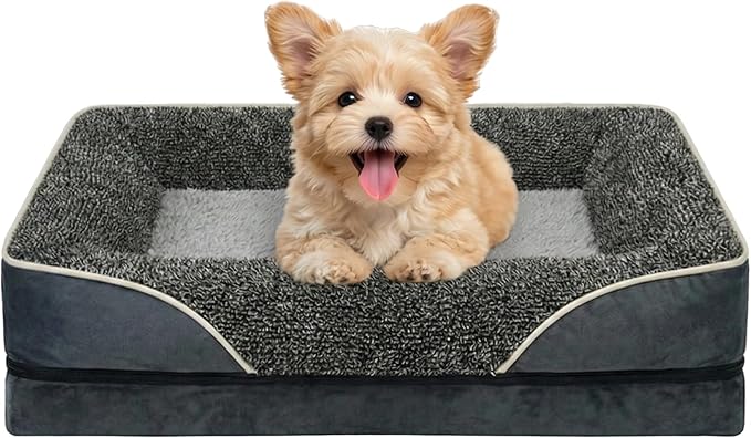 Orthopedic Dog Bed for Small Dogs, Waterproof Dog Bed with Memory Foam, Washable Pet Bed for Medium Sized Dog, Non-Slip Support for Joint Health