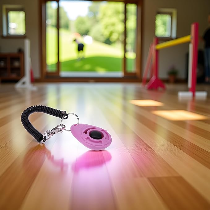Jinshining 1pc Pink Clicker Easy to Use with Button Dog Training Accessories Strong and Long-Lasting,Training and Behavior Aids