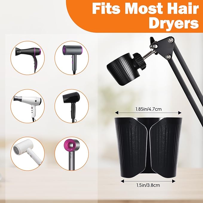 Hivexagon Hair Dryer Clamp Stand - Multi Angle Adjustable Stand, Multifunctional Stand, Metal Cantilever Metal Base Stand, Allow You to Dry Hair Hand Freely
