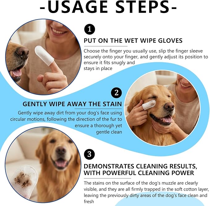 Pet Dental Wipes 60 Count | Dog & Cat Teeth Cleaning Wipes to Support Oral Care | Finger Toothbrush for Freshening Breath & Gently Cleaning Teeth (60 Count) (60 Count)