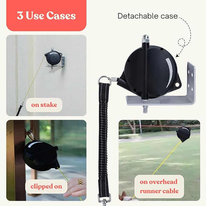 Heavy Duty Wall Mount Retractable Dog Tie out Cable for Small to Large Dogs-No Tangle Tie out Rope for Secure Yards/Garden-Heavy Duty Retractable Dog Leash-Ultimate Line for Outside Extends to 16.5 Ft
