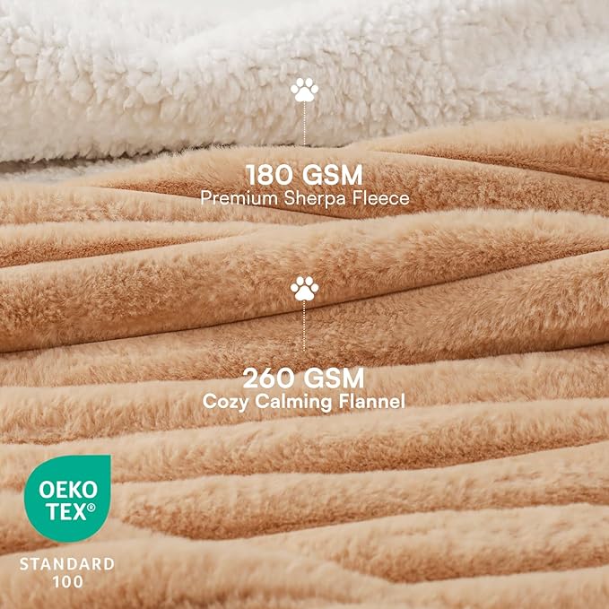 Luciphia Waterproof Dog Blanket for Large Dogs Ultra-Soft Calming Cut Pile Flannel Throw Durable & Warm Furniture Protection for Couch Bed Pet Blanket Machine Washable Warm Caramel,L(65''x57'')