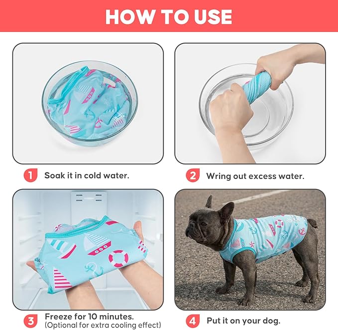 KYEESE 2Pack Dog Cooling Shirt, Breathable Dog Shirt for Small Dogs, Sun Protection Dogs Cooling Vest Tank Top, Lightweight Soft Sleeveless Summer Pet Clothes, Boat+Ice Cream, M