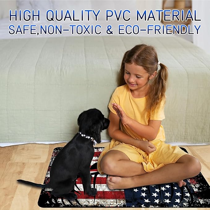 Dog Food Mat, 19.6" x 23.6" Absorbent Pet Feeding Mat for Food and Water, Waterproof Diatom Mud Pet Placemat with Non-Slip Rubber Backing, Easy Clean Cat Bowl Mat for Floors - Deer Flag