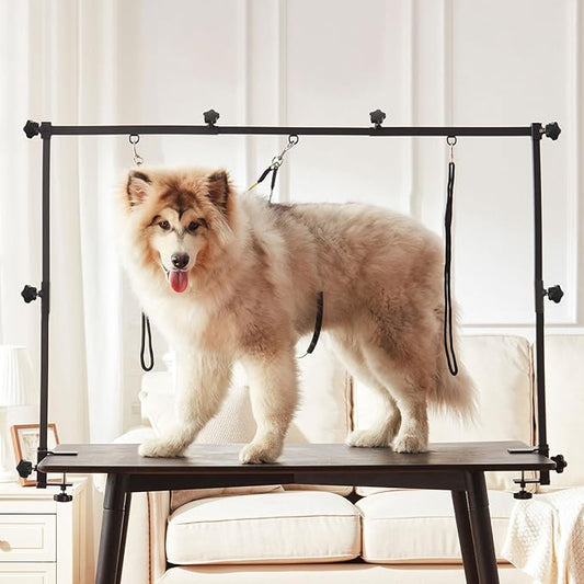 Home Dog Grooming Table Arm Adjustable 37" Height, 35"-51" Width Dog Grooming Arm with Clamp Perfect for Medium & Large Pets(Grooming Table Not Included)