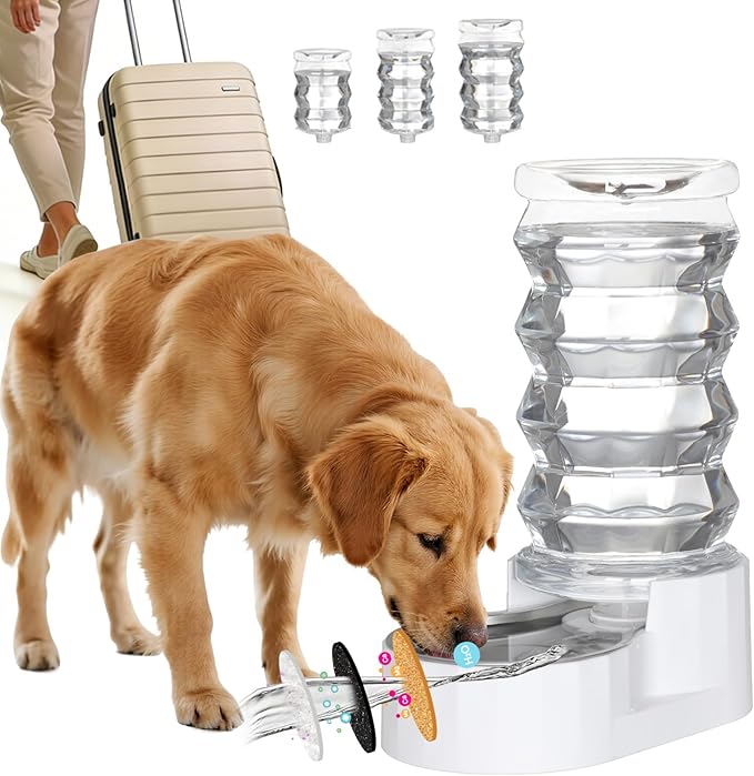 RIZZARI 8L Stainless Steel Gravity Pet Water Dispenser – Auto-Refill Waterer with Filtered Hydration Design for Dogs & Cats, Fresher Daily Drinking for Multi-Pet Homes & Indoor Spaces