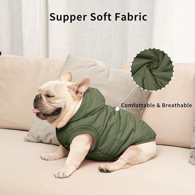 Vecomfy Extra Warm Dog Hoodie in Winter for Large Dogs Jacket Pet Coats with Hooded Green XXL