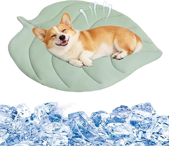 PUPTECK Dog Cooling Mat, 37”x33” Reversible Pet Self-Cooling Bed for Dogs, Thick & Soft Pet Cool Blanket Crate Kennel Pad, for Summer Indoor Outdoor, Green M