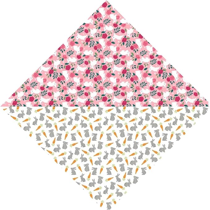 Easter Dog Bandana Reversible 2 Pack Small, Spring Easter Pet Bandanas for Dogs Cute Pink Grey Colorful Peeps Adjustable Triangle Holiday Scarves for Medium Large Extra Large Boy Girl Dogs