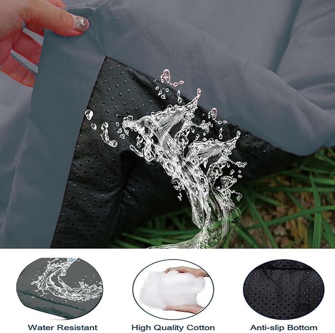 YOFANG Outdoor Travel Dog Bed Mat Large, Portable Crate Mat Waterproof Anti-Slip, Kennel Pad Washable, Pet Camping Beds Nylon Fabric, Easy to Clean for Outdoor/Indoor and Car Mat, 36"x25" Grey