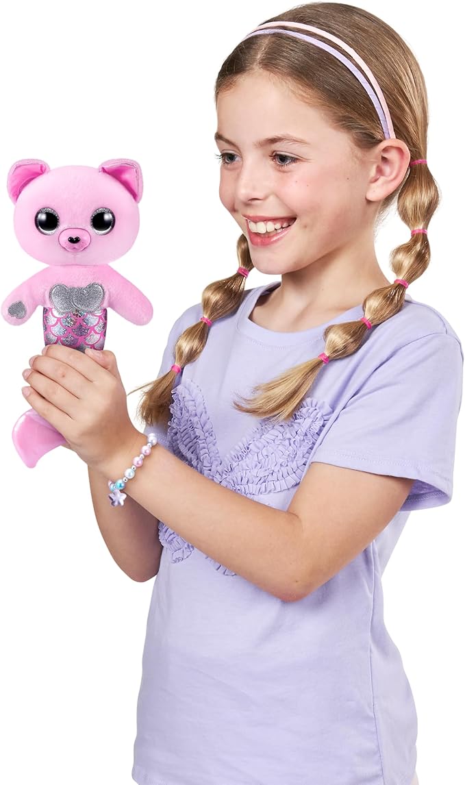 Pets Alive Furmaids by ZURU Mermaid Plush Interactive Lights Sounds Girls Toy (Pink Kitten)