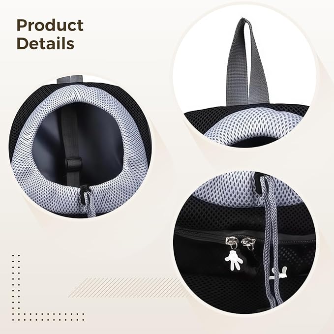 Dog Backpack Carrier for Small Dogs, Oxford Fabric, Adjustable Shoulder Straps, Mesh Ventilation, Safe Zipper Design, Reflective Straps, Ideal for Pets 3-7 kg