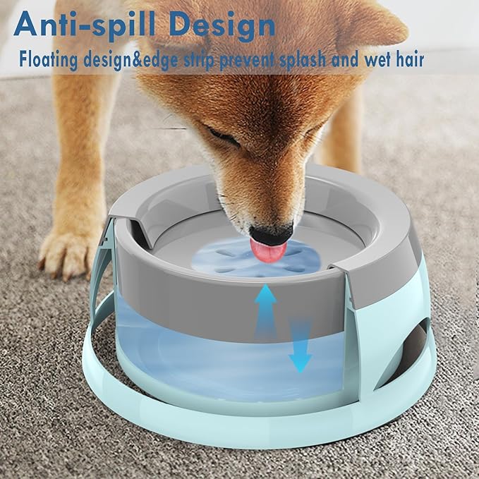 Dog Water Bowl, No Spill Cat Slow Feeder Water Dispenser Portable Vehicle Carried Car Travel Bowls for Small Medium Pets Sloppy Messy Drinkers 25oz, Blue