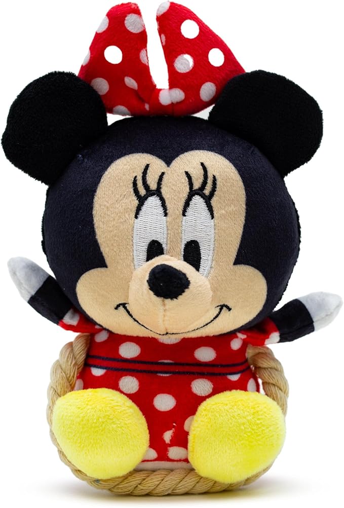 Buckle-Down Disney Dog Toy, Minnie Mouse Chibi Sitting Pose Pet Toy, Plush with Rope