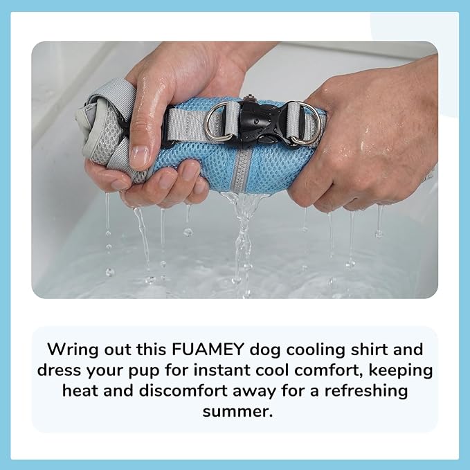 FUAMEY Dog Cooling Vest for Medium Dogs Doggy Evaporative Cooling Jacket in Hot Weather Puppy Breathable Mesh Cooler Vest with Reflective Stripe Pet Summer Harness Shirt for Hiking Training Gray M