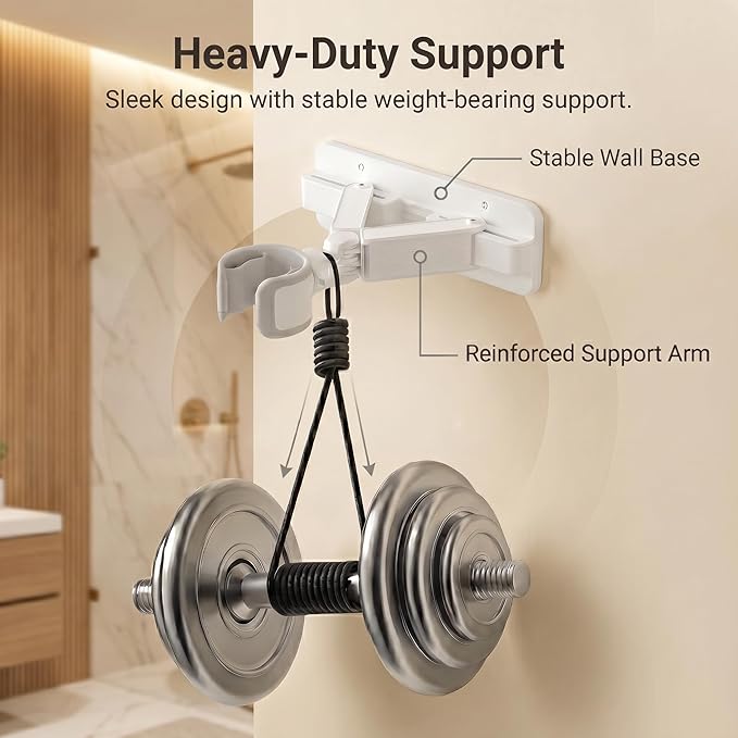 Wall Mount Hair Dryer Holder, Hands Free Hair Dryer Stand with Retractable Fold-Flat Arm, 360° Adjustable Head, Cord Organizer, Fits Most Hair Dryers for Bathroom, Vanity, Pet Grooming